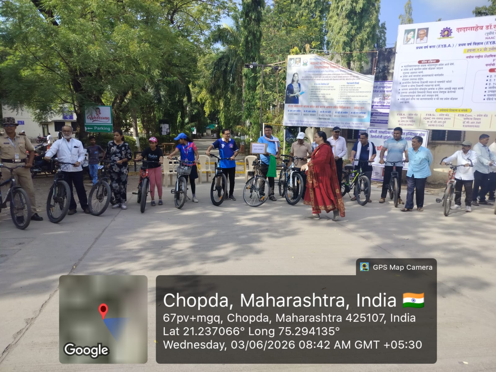 On 3rd June 2026, Smt. Sharadchandrika Suresh Patil College of Pharmacy, Chopda organized a Cycle Rally under NSS and IQAC to promote environmental awareness and eco-friendly practices.